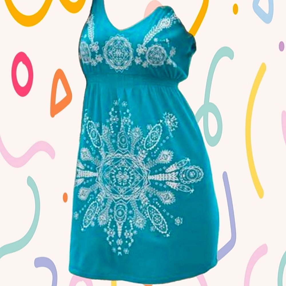 👣Print Coverup Swim Dress💦 (AQUA ONLY)